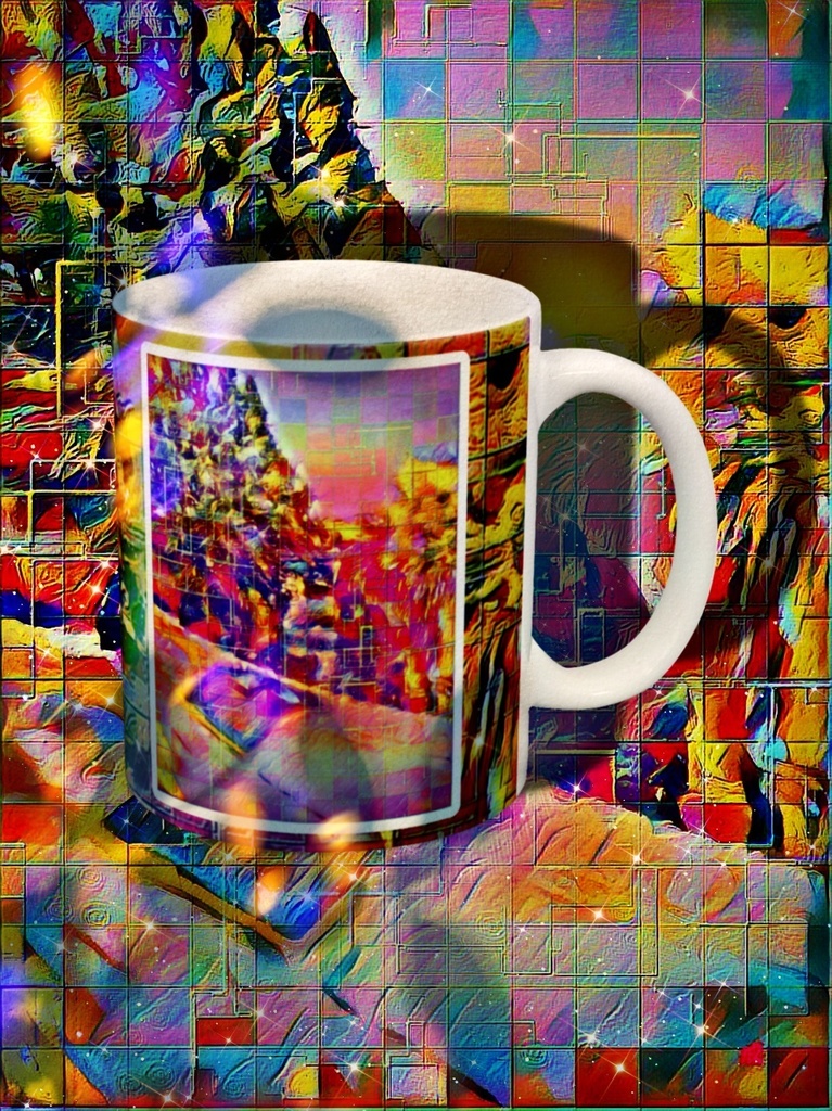 a-938 街 虹色の夕焼け City rainbow-colored sunsetでマグカップ☆応援企画商品☆