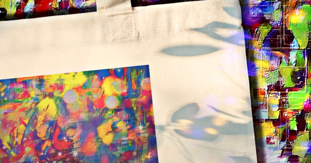 a-946 華 ラムネ色の光 Glossy sparkle colored lightでトートバッグ☆応援企画商品☆