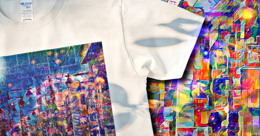 a-1079 優月 幻想商店街 Gentle moon and fantasy shopping streetでTシャツ☆応援企画商品☆