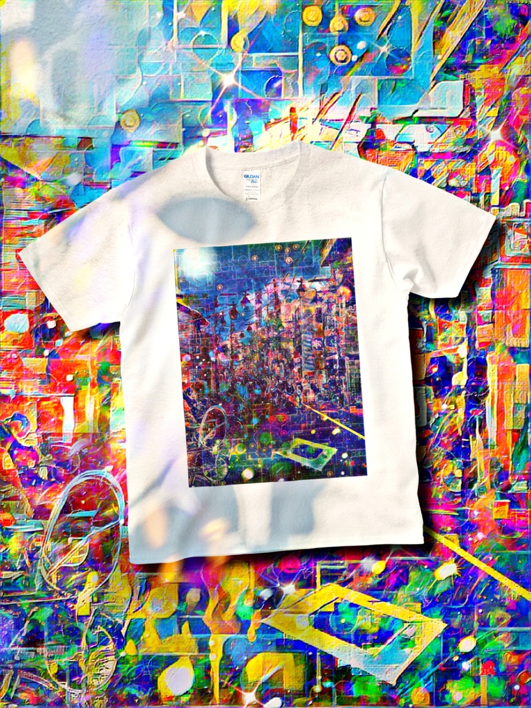 a-1079 優月 幻想商店街 Gentle moon and fantasy shopping streetでTシャツ☆応援企画商品☆