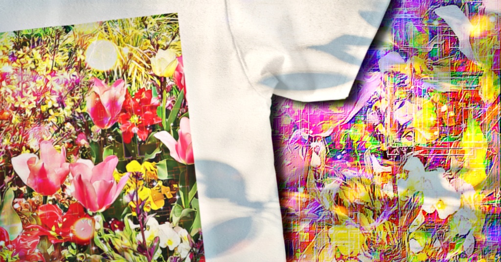 a-1084 チュウリップの花壇 Tulip flowerbedでTシャツ☆応援企画商品☆