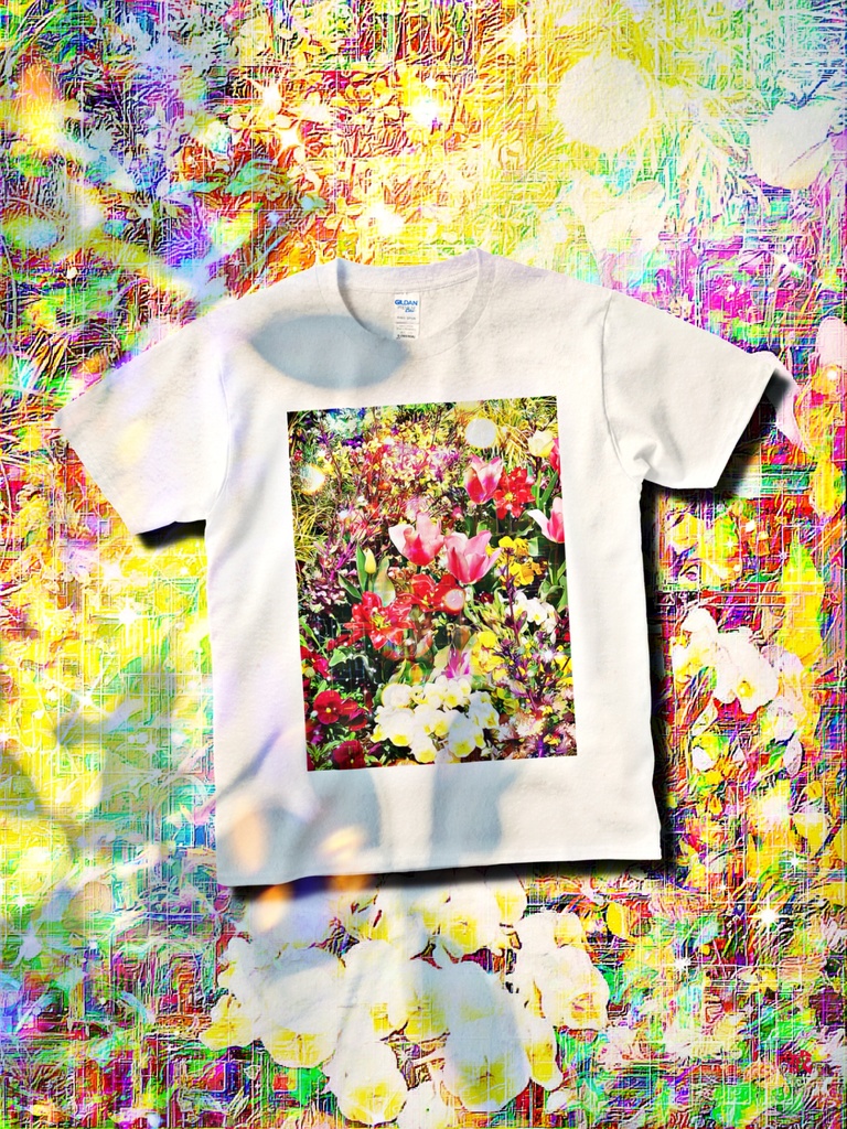 a-1084 チュウリップの花壇 Tulip flowerbedでTシャツ☆応援企画商品☆