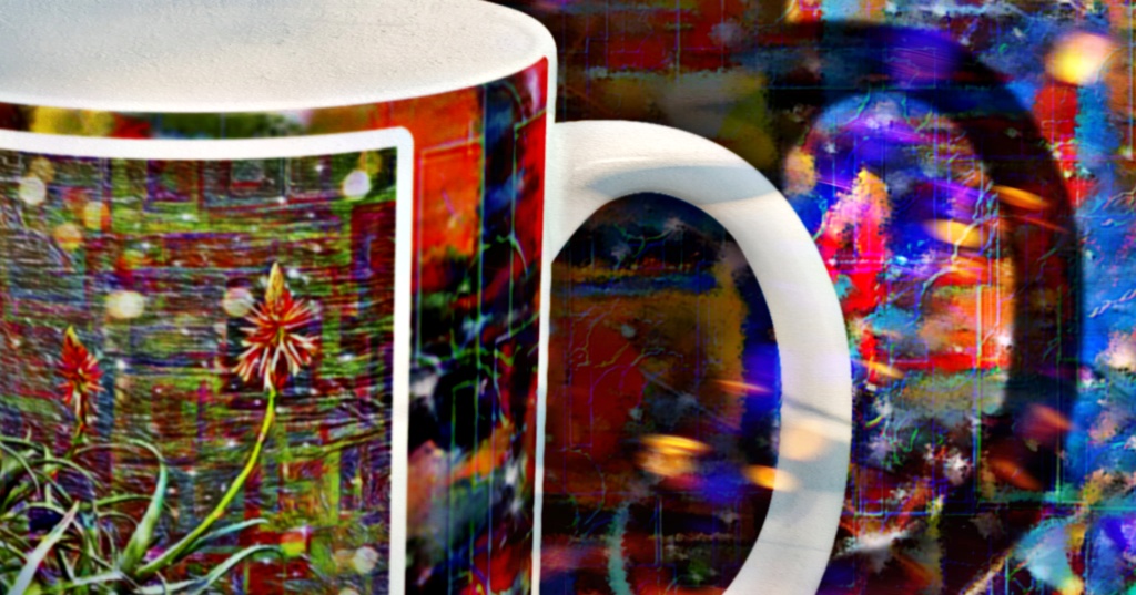 a-1092 川辺のアロエ Aloe blooming on the riversideでマグカップ☆応援企画商品☆