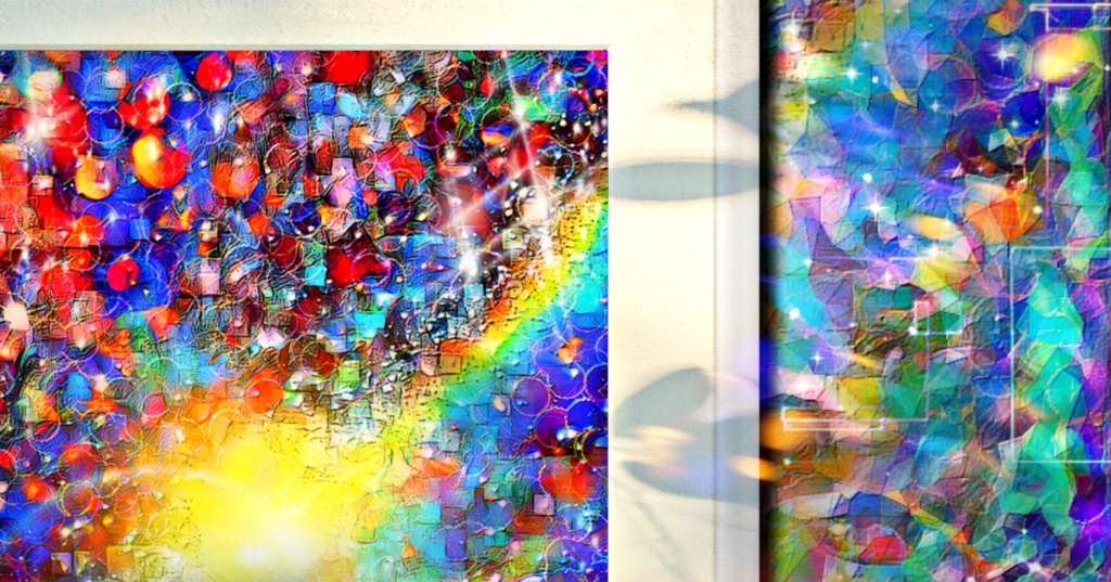 a-1093 虹色銀河 Iridescent galaxyでプリモアート(複製画)☆応援企画商品☆