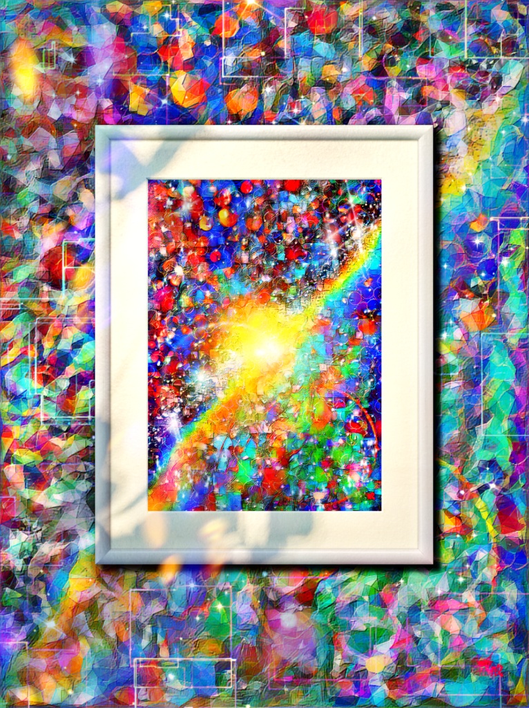 a-1093 虹色銀河 Iridescent galaxyでプリモアート(複製画)☆応援企画商品☆