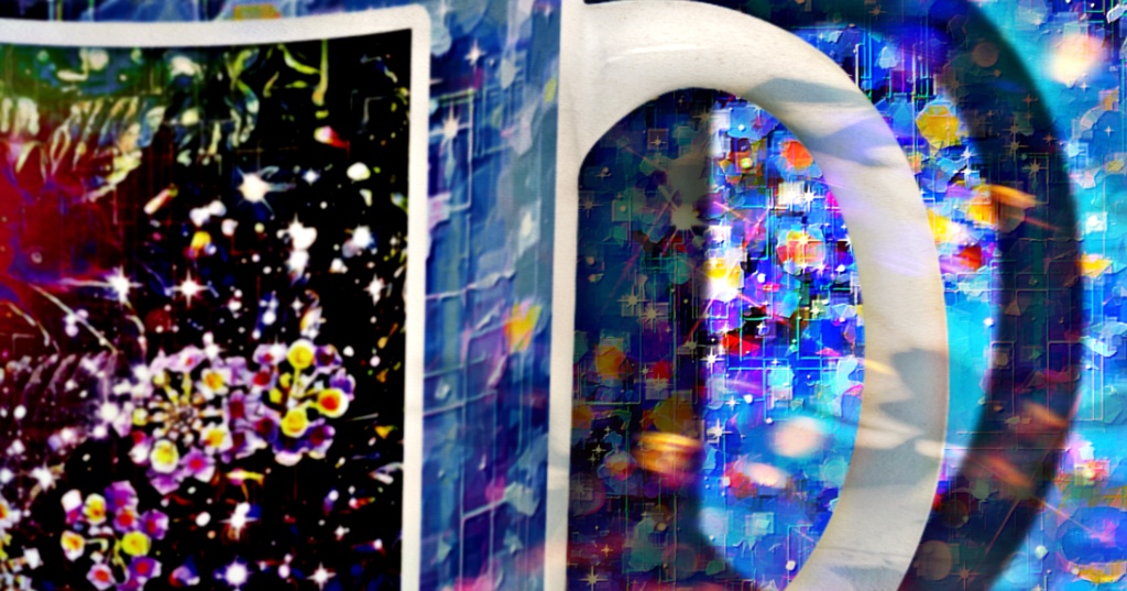 a-1127 夜空の様な花畑 Flower field like the night skyでマグカップ作りました。 ☆応援企画商品☆