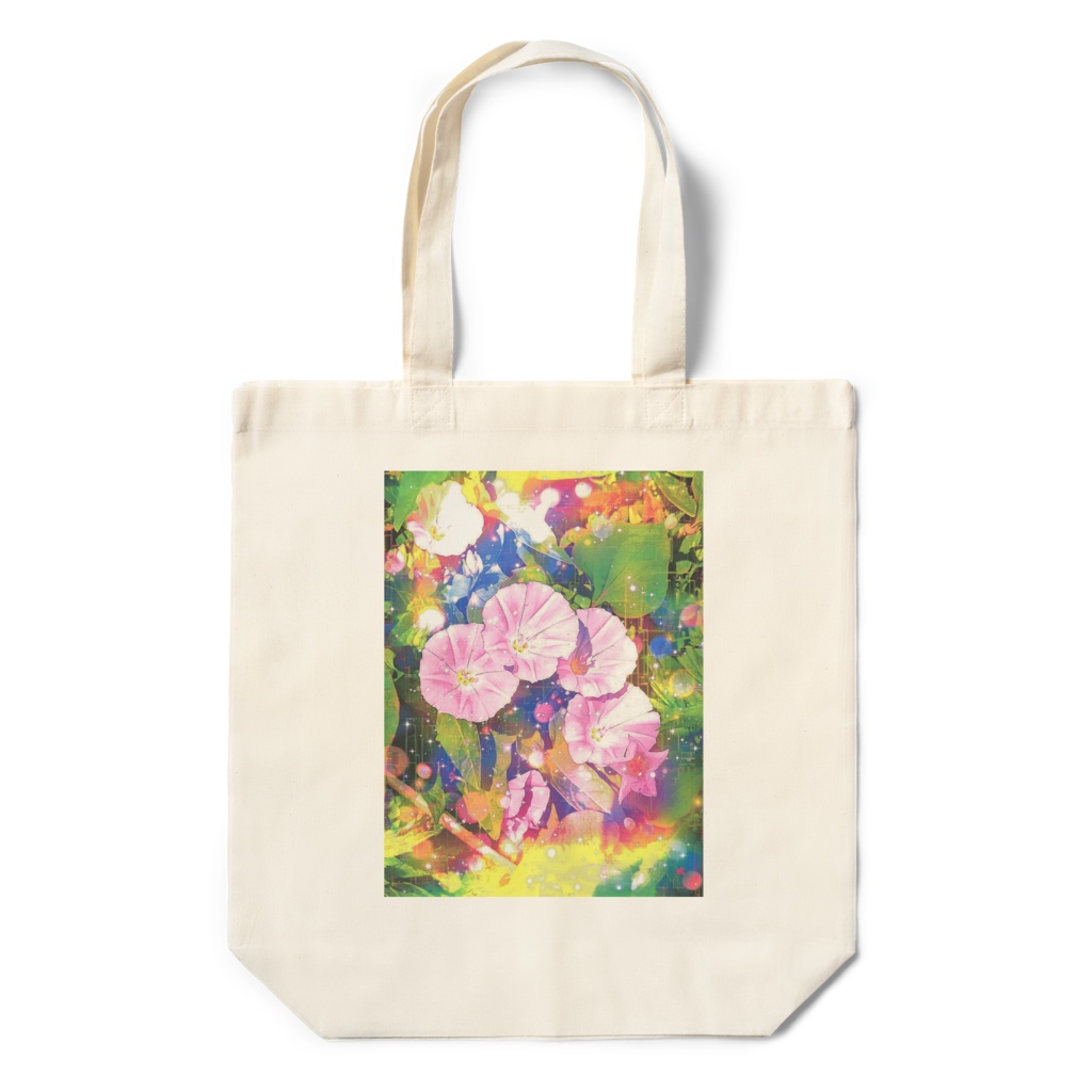 a-1186 花と虹 梅雨 Flowers and rainbow rainy seasonでトートバッグ作りました。 ☆応援企画商品☆