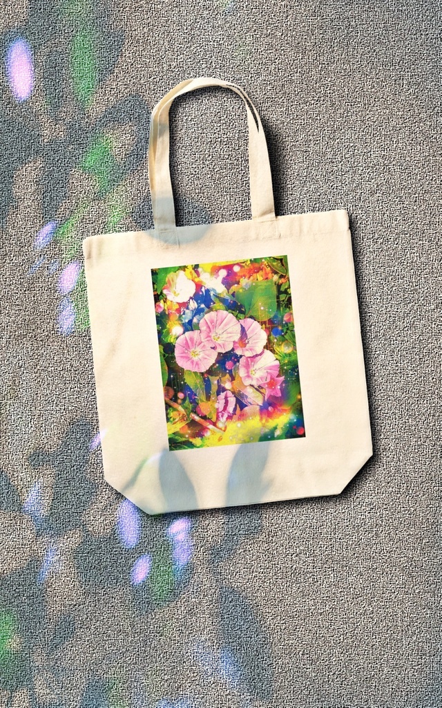 a-1186 花と虹 梅雨 Flowers and rainbow rainy seasonでトートバッグ作りました。 ☆応援企画商品☆