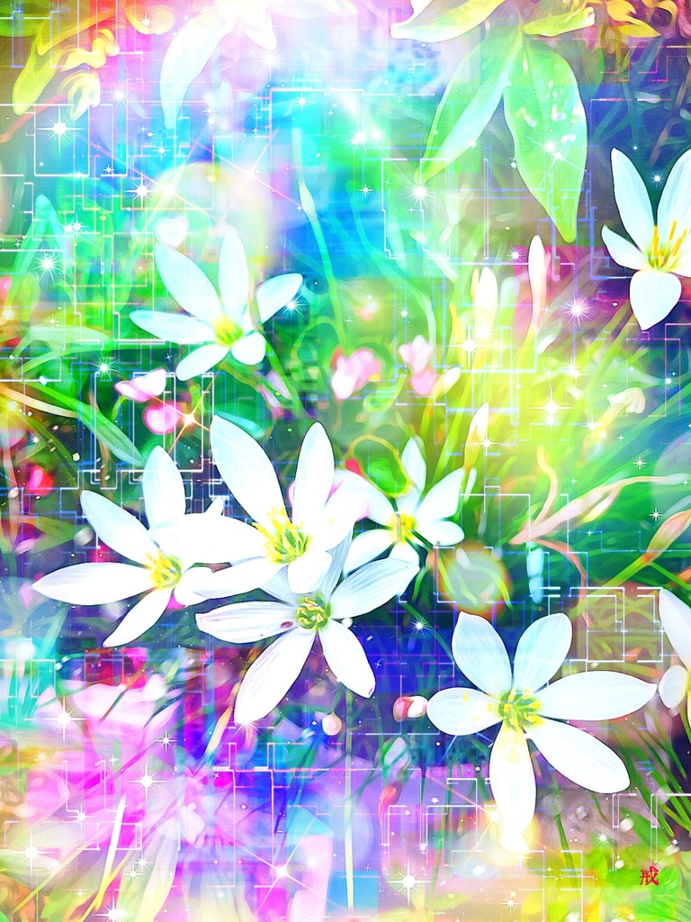 a-1317 向こう側に咲く花 Flowers blooming on the other side プリモアート(複製画)作りました。 ☆応援企画商品☆