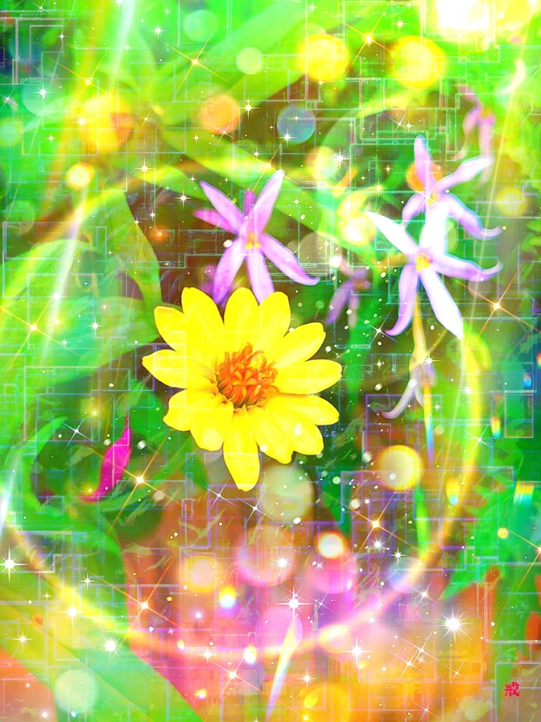 応援企画:a-1356 陽の充たる野花 Wildflowers with halo でプリモアート(複製画) 作りました。