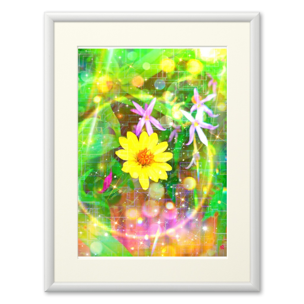 応援企画:a-1356 陽の充たる野花 Wildflowers with halo でプリモアート(複製画) 作りました。