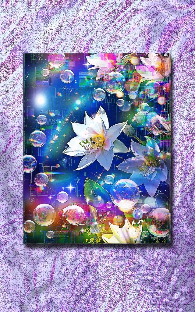 a-2270 月明の元で咲く Lunar Lullaby of Love キャンバスアート - F6