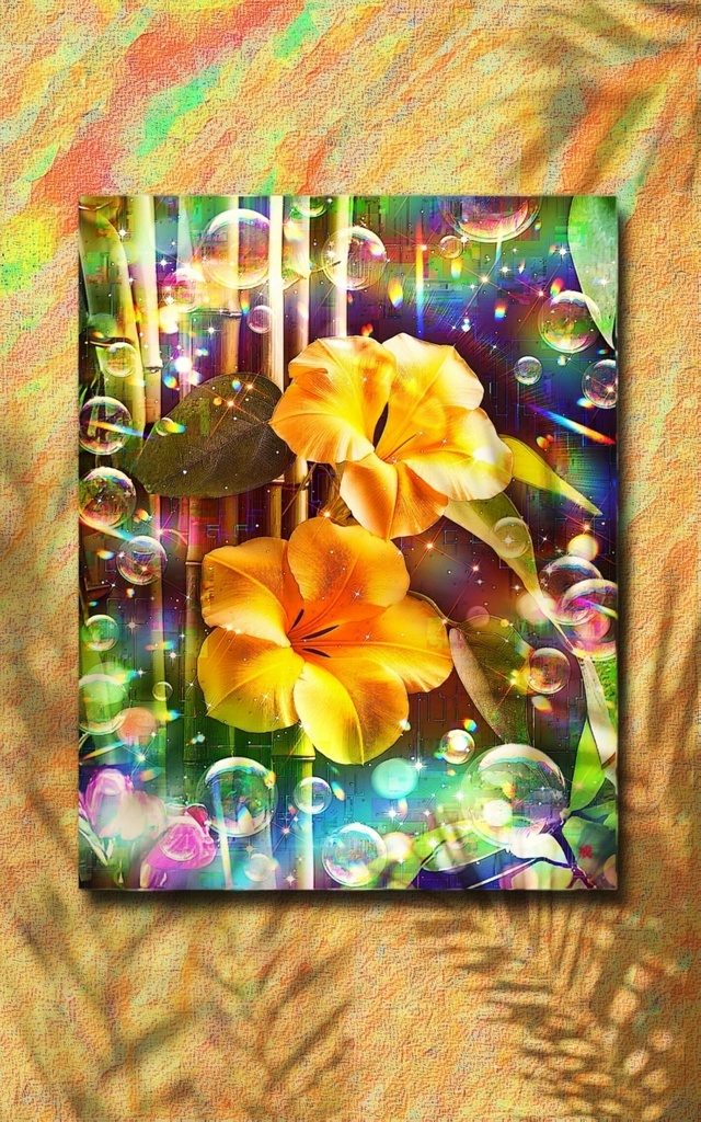 a-2284 夏光に浮かぶ幻花 Nostalgic Summer Glow キャンバスアート - F6