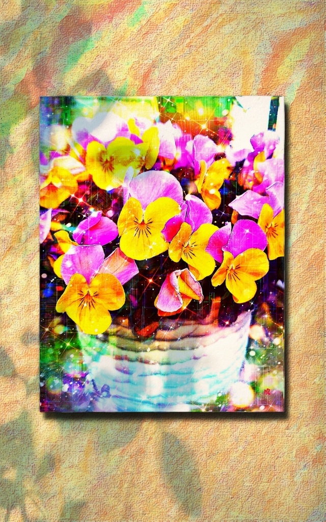 a-1831 鉢植えの春 Little Spring キャンバスアート - F6