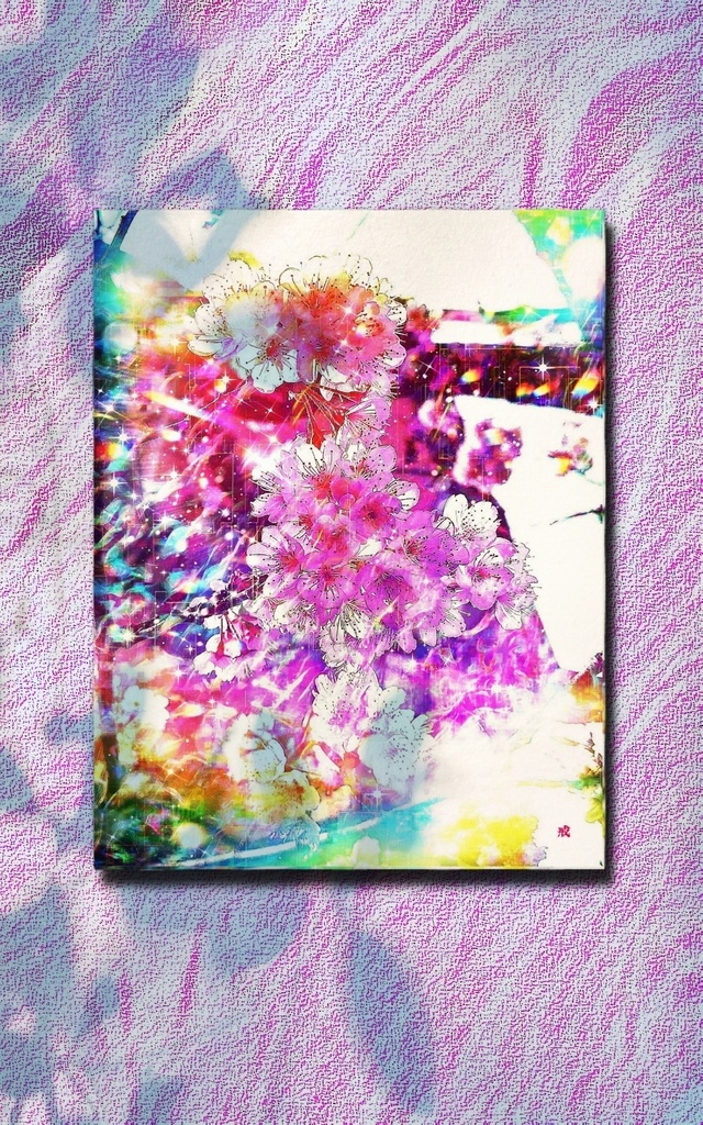 a-1847 桜 透ける陽光 The Light through cherry blossoms キャンバスアート - F6