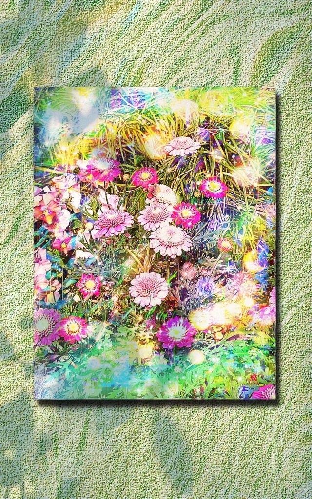 a-1856 春の午後と花壇 The Spring Flower bed キャンバスアート - F6
