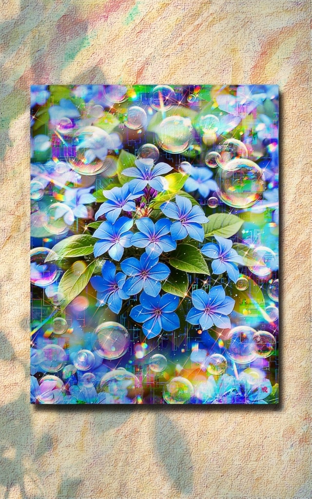 a-2318 秋風に舞う微笑み Eternal Bonds Woven in Blue キャンバスアート - F6