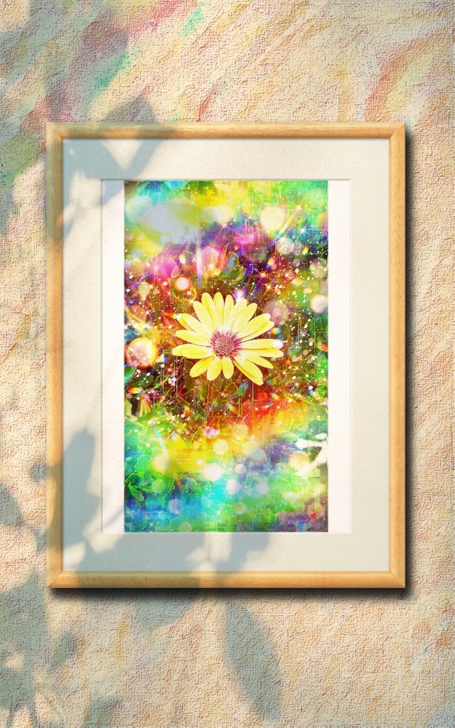 a-1863 暖かい光と黄色い花 warm sunshine 複製画(プリモアート)