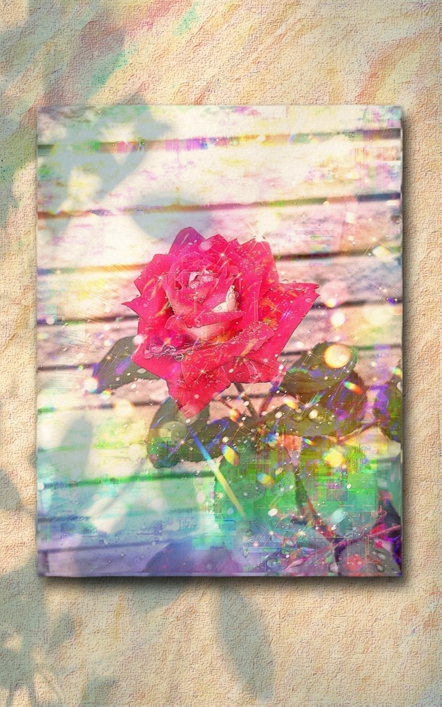 a-1937 雨の薔薇の日 Rainy rose キャンバスアート - F6