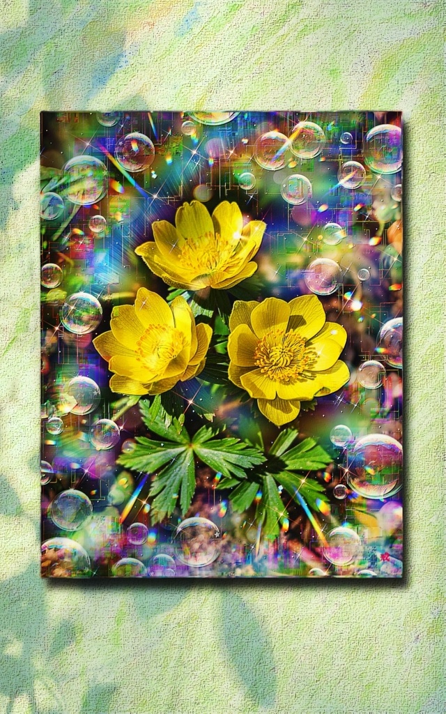 a-2380 希望の黄金色 Hopeful Blossoms キャンバスアート - F6