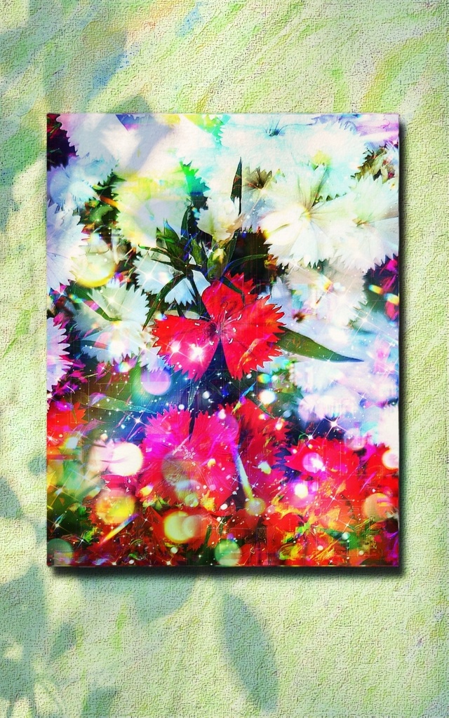 a-1895 光 出逢い 朱と白 The light on white and red キャンバスアート - F6