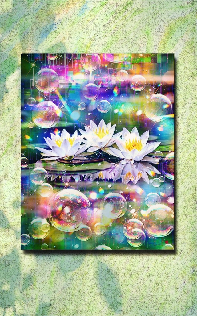 a-2410 風薫る浄華 Serene Waterwish Bloom キャンバスアート - F6