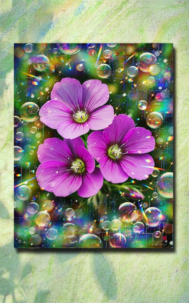 a-2428 花霞に舞う微笑 Graceful Heart Blossoms キャンバスアート - F6