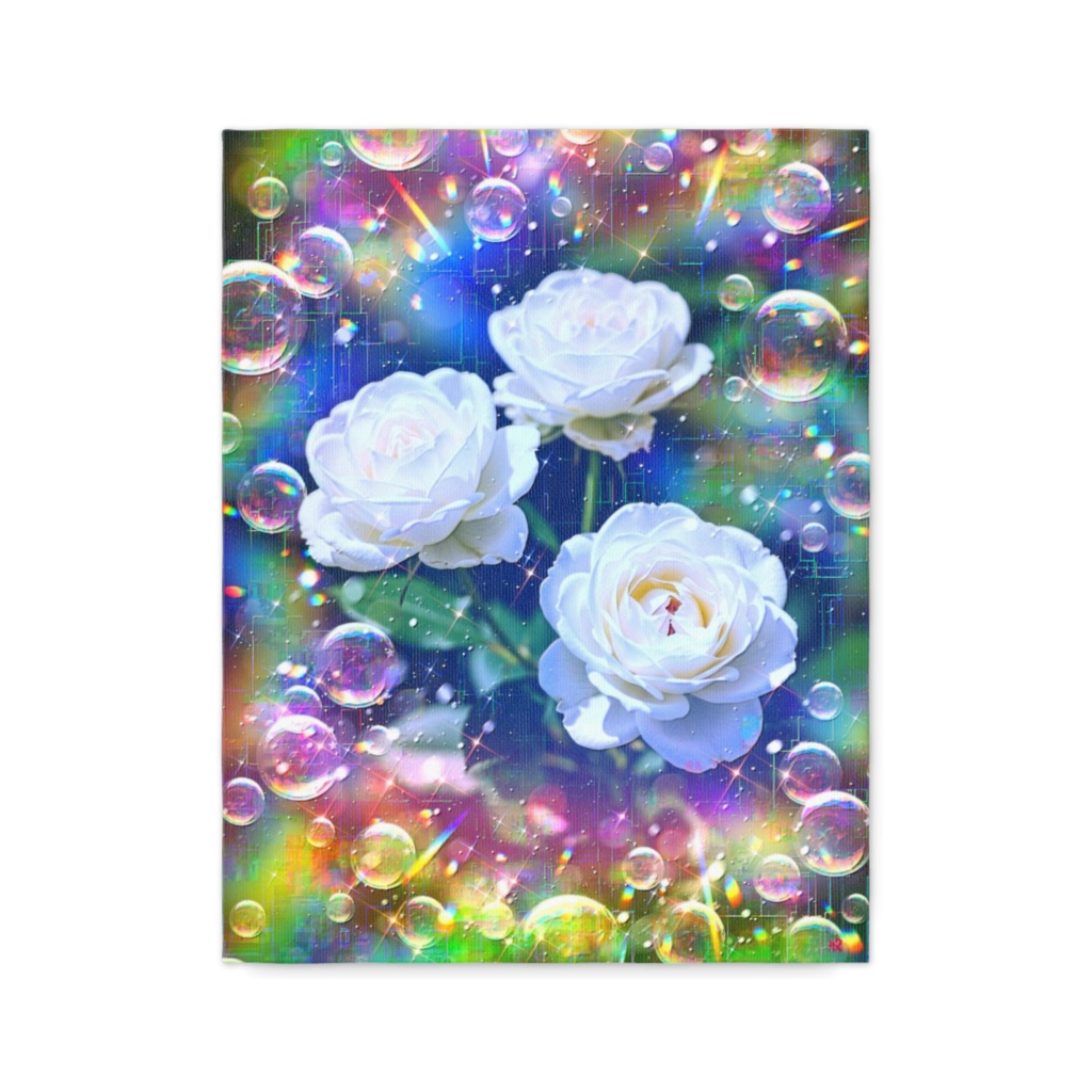 a-2437 瑞光の庭に青時雨 Cherished Whisper キャンバスアート - F6