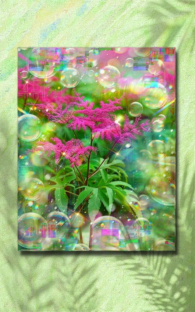 a-2469 夏萌えの庭に風薫 Hearts in Summer キャンバスアート - F6