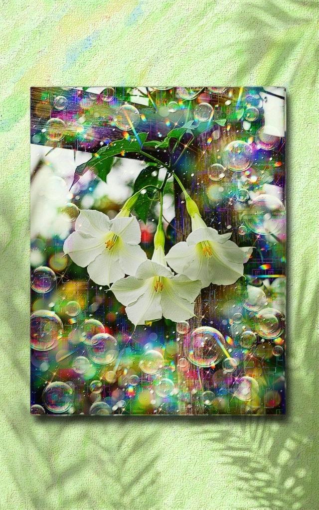 a-2472 家族の朝に淡く輝く蛍火の花 Memories in Bloom キャンバスアート - F6