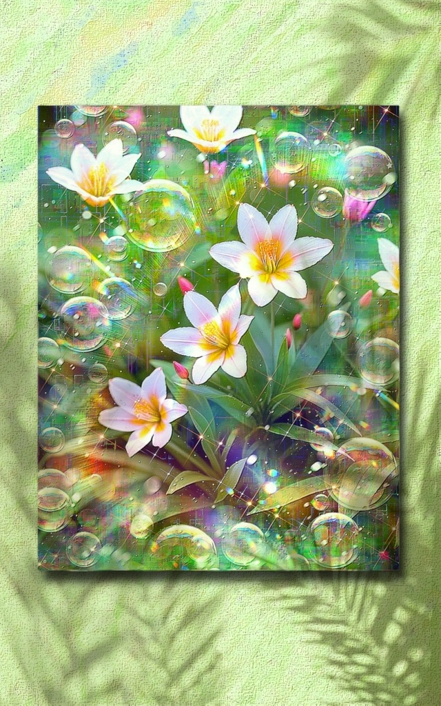 a-2478 虹の花の便り Whispers of Serenity キャンバスアート - F6