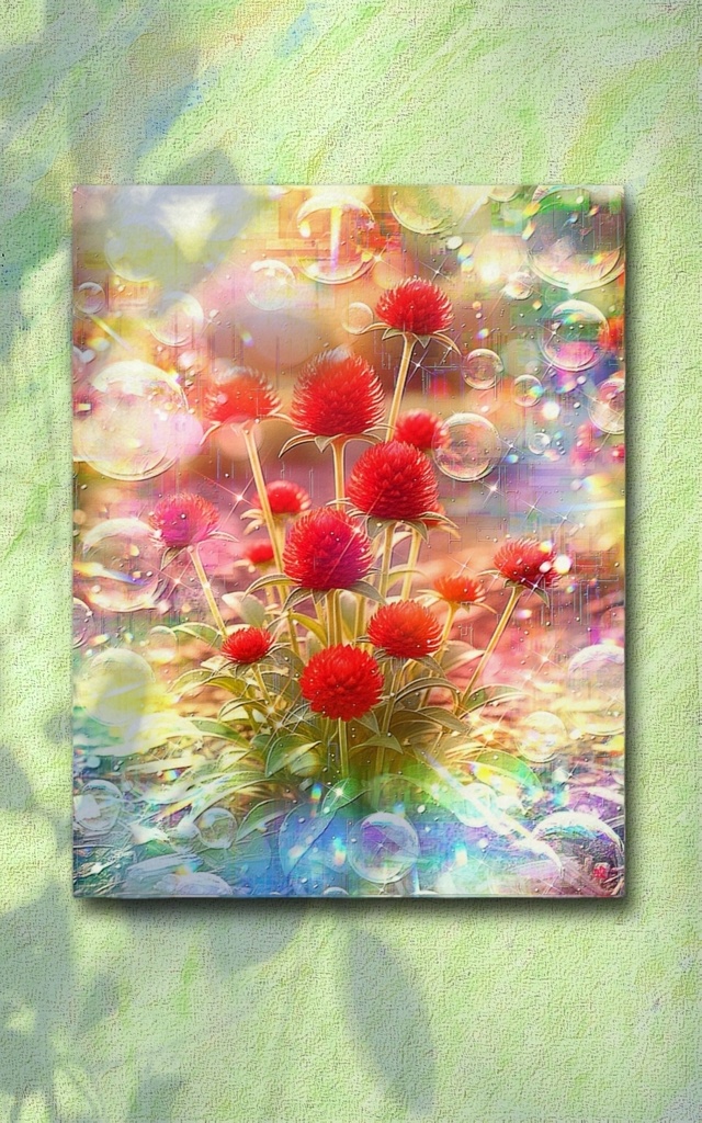 a-2485 虹光に咲く家族の微笑 An everlasting season キャンバスアート - F6