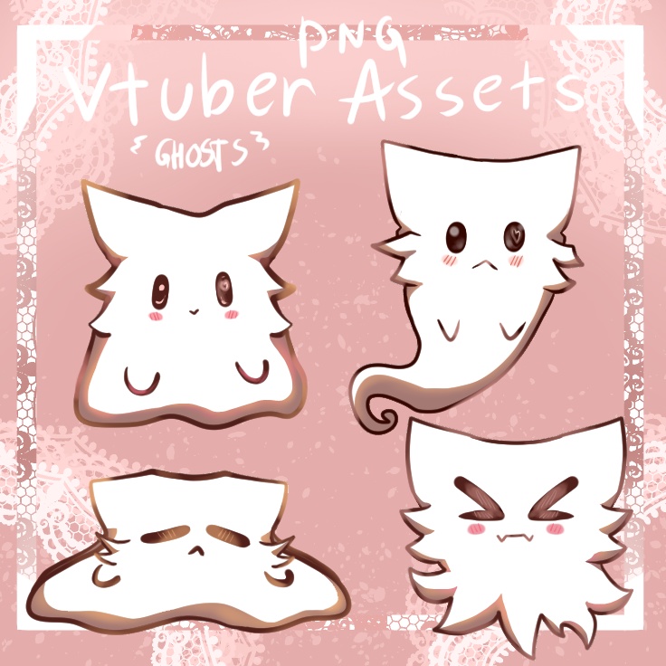 PNG Vtuber Assets - Cute Pet Ghost かわいいゴーストペット - Vtuber PNG素材