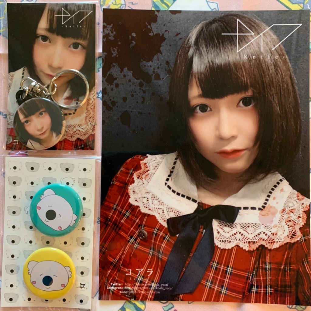 コアラ缶バッジ Aセット 缶バッジ2個 缶バッジキーホルダー 2l写真 コアラ2 コアラ3 ナイフ Knife と姉妹サークル Monochrome Coat サリー Adamkadmon Booth