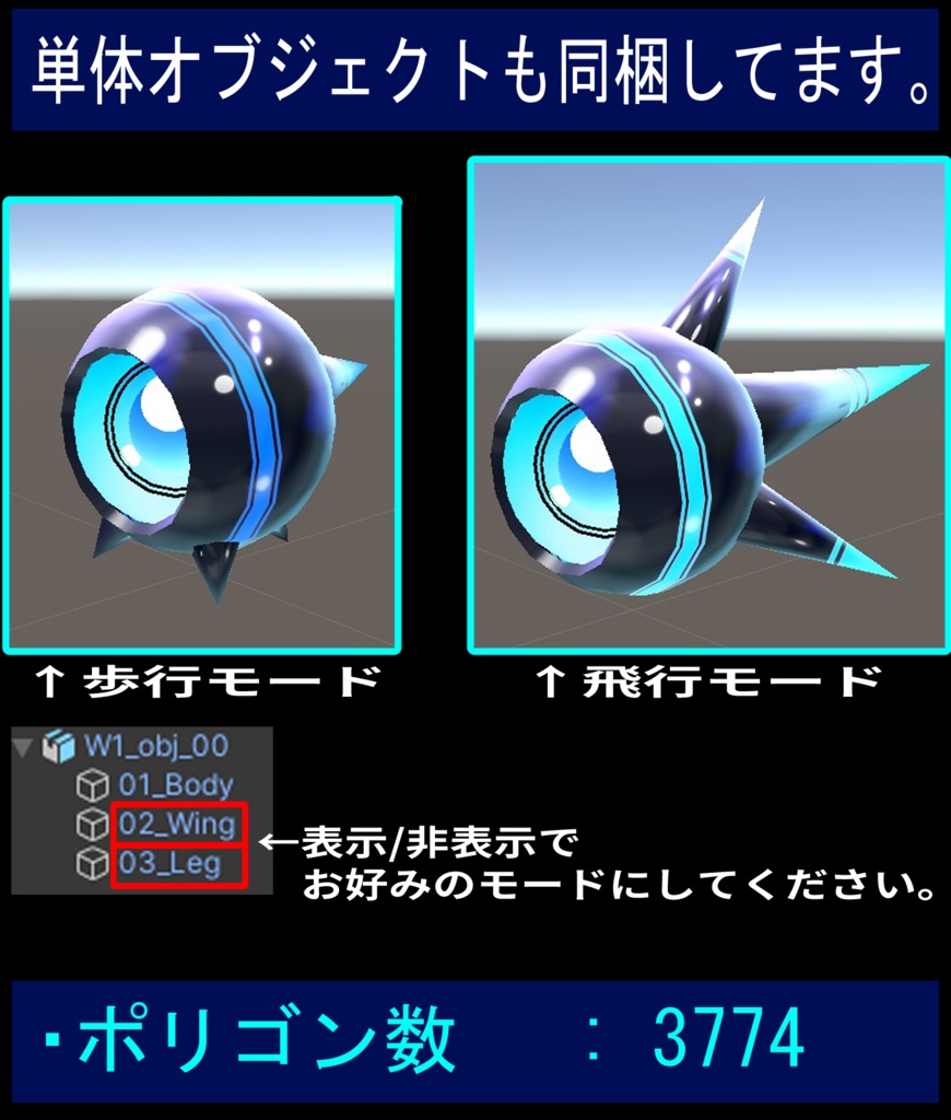 【3Dモデル】メラノイド・ウォッチャー(Melanoid_Watcher)