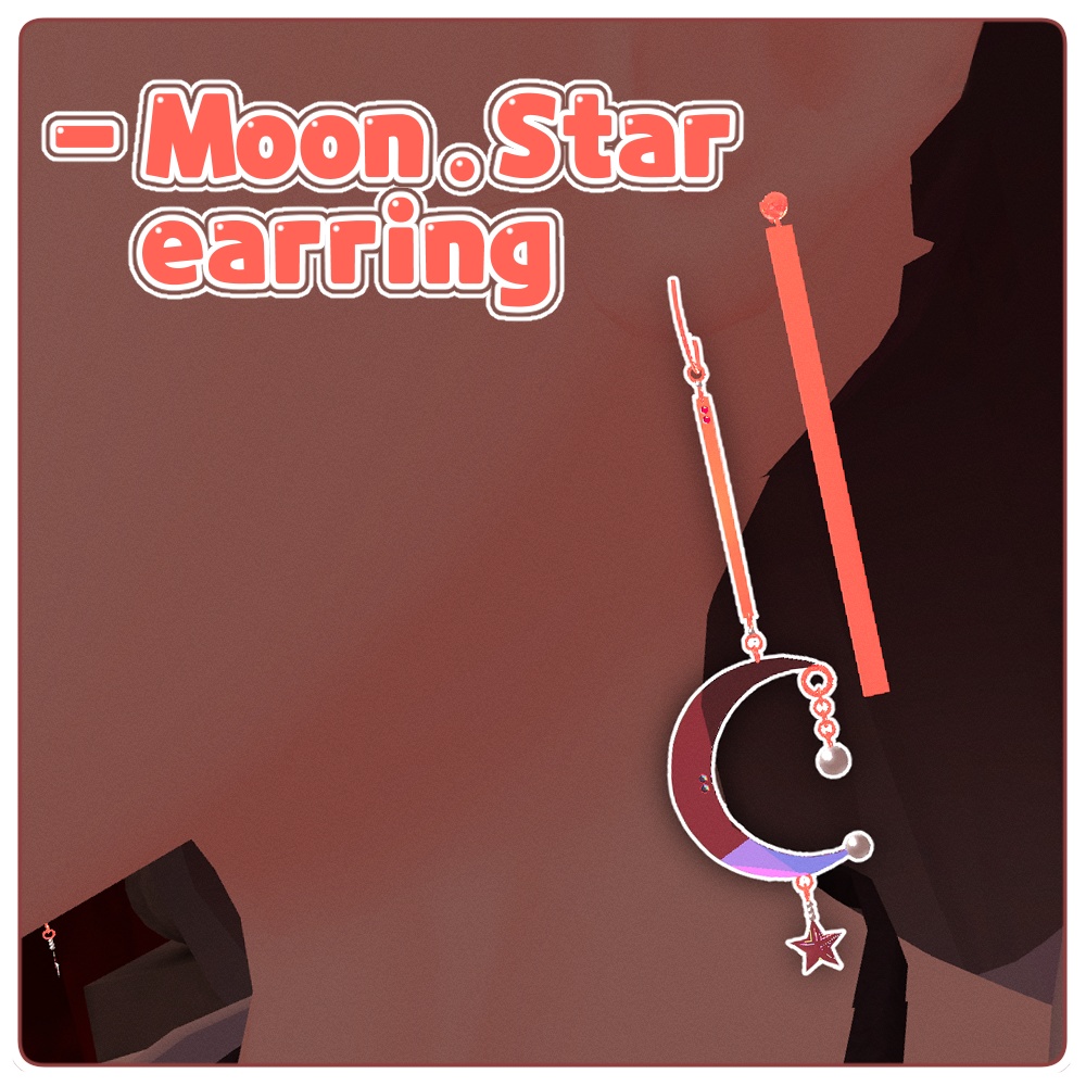 [3Dモデル] Moon-Star earring