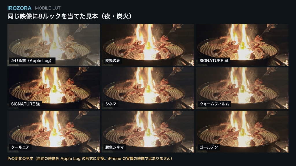 IROZORA MOBILE LUT|iPhone の Apple Log 用 8ルック 商用利用OK