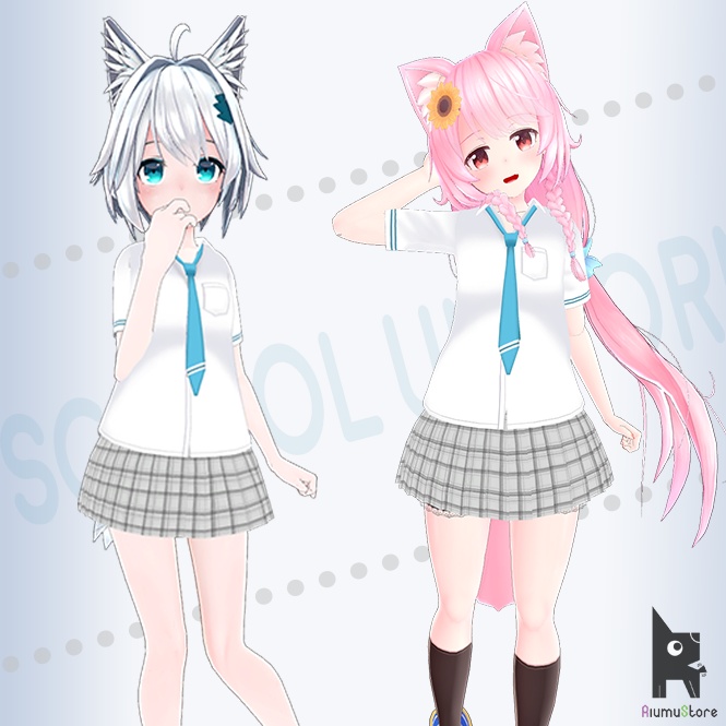 【5アバター対応】シンプル制服セット(半袖)