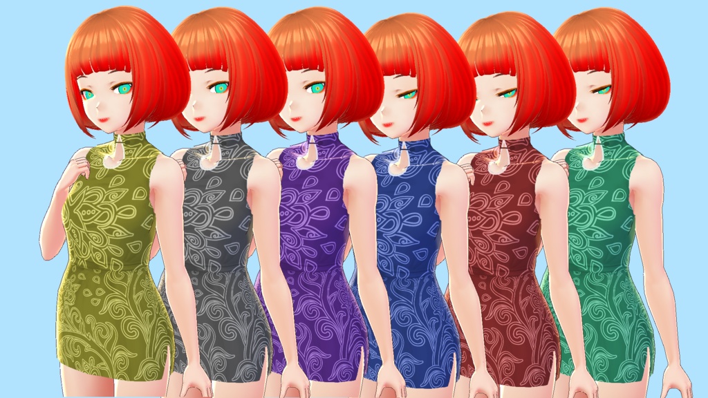 [VRoid]チャイナ服六色