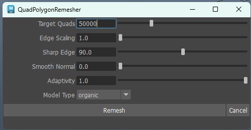 QuadPolygonRemesher - for Maya2026