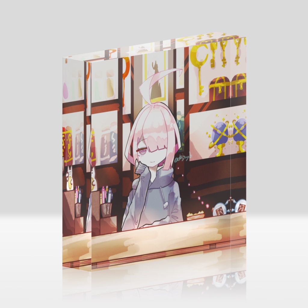 いらっしゃいませー、なのです|アクリルブロック|一次創作『ゆめかでぃあバケモノ紀行』