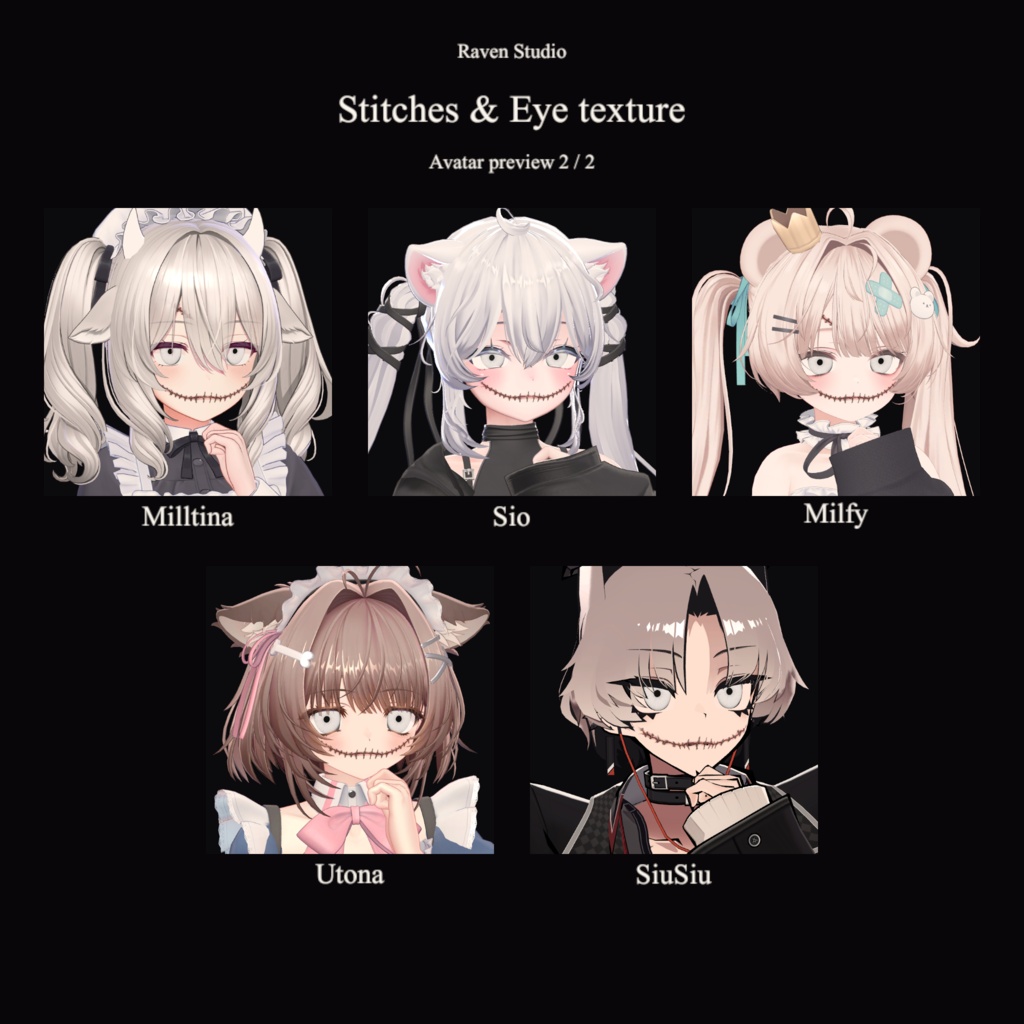 10Avatar対応【Halloween Stitches & Eye texture】