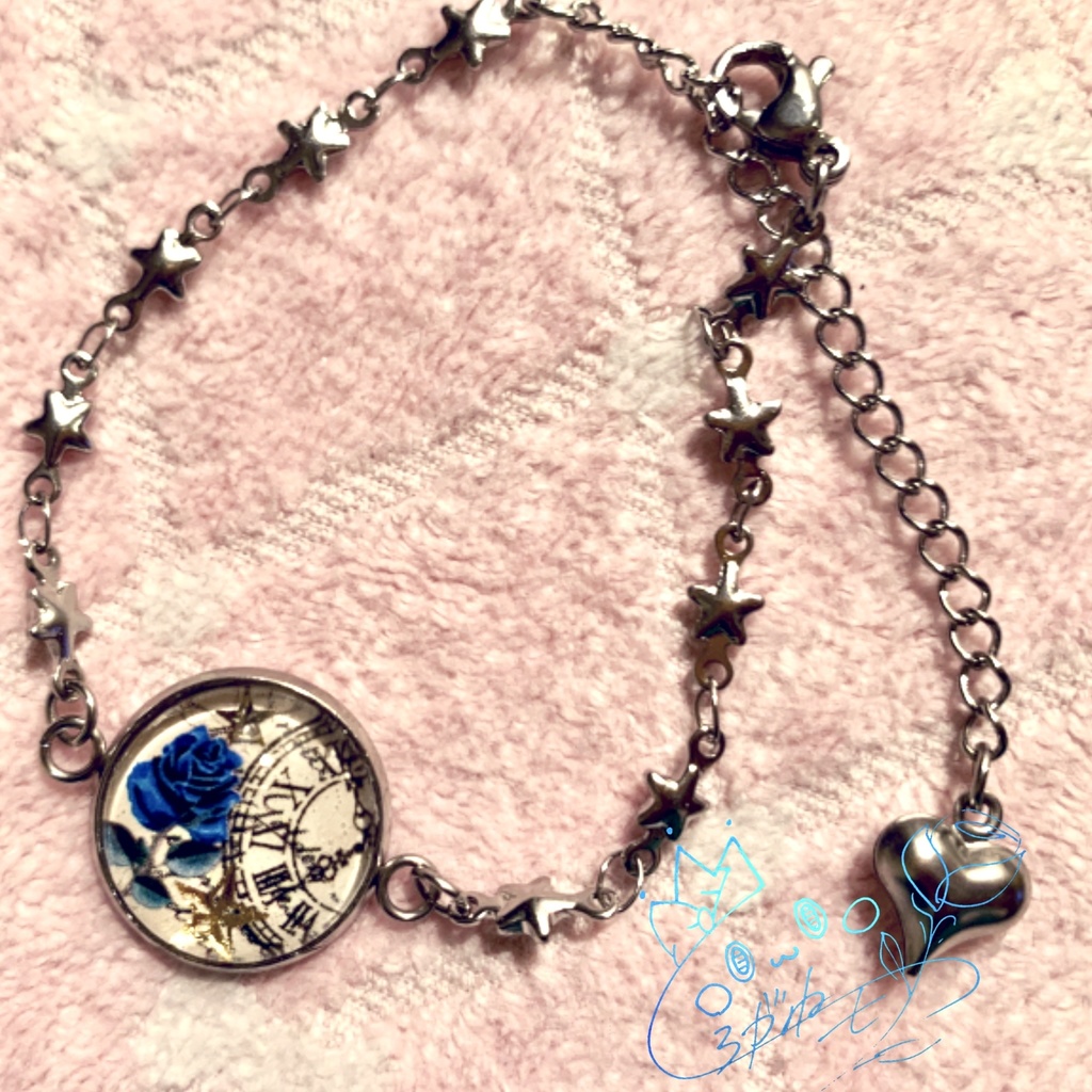 【バレンタイン】白銀モカモデル青薔薇ブレスレット【限定13本限り】