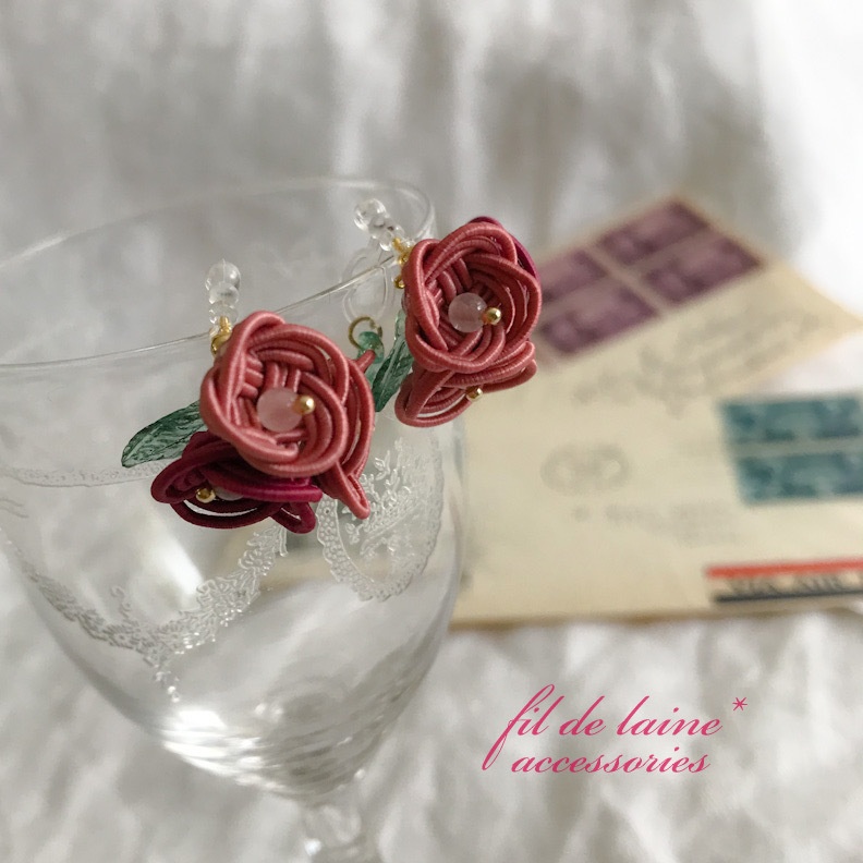 *水引イヤリング* 秋色紫陽花のブーケ