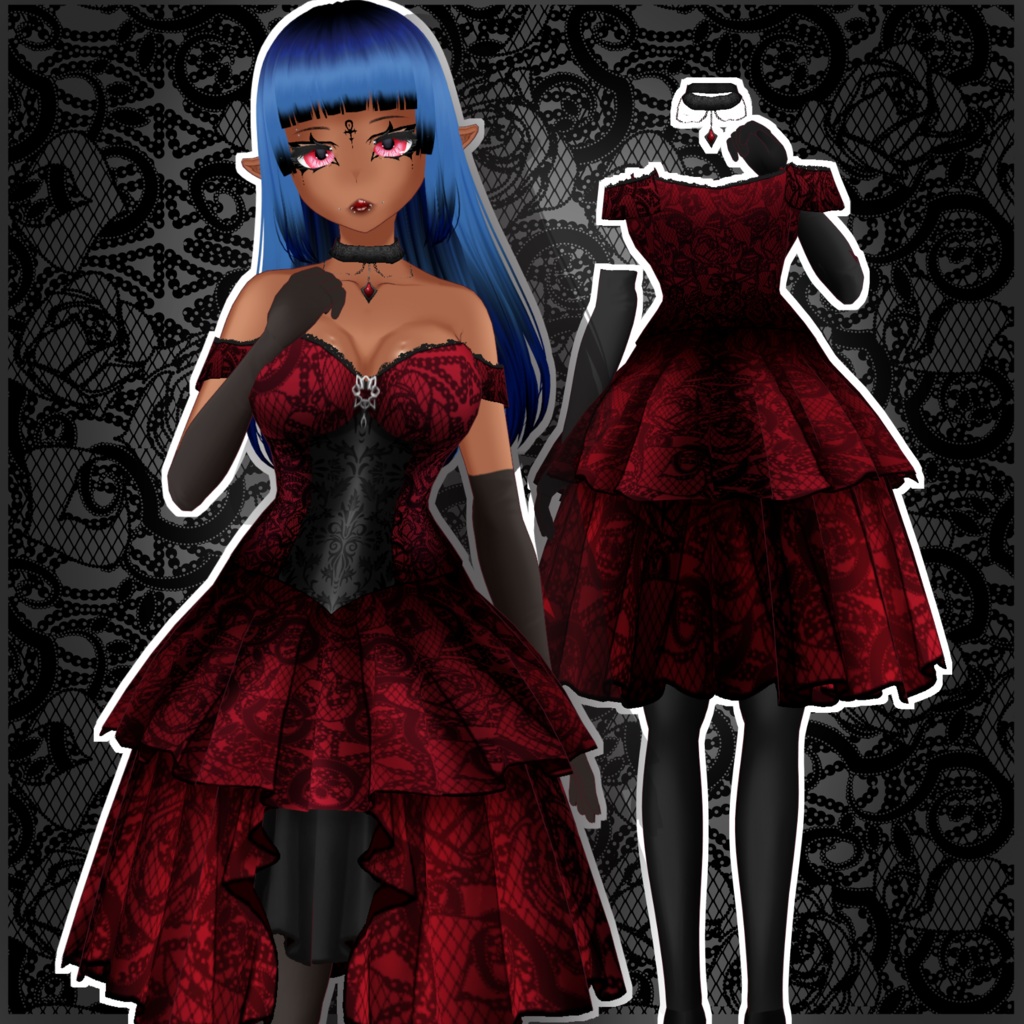 【VRoid】 Velvet Goth Gothic Vroid Outfit