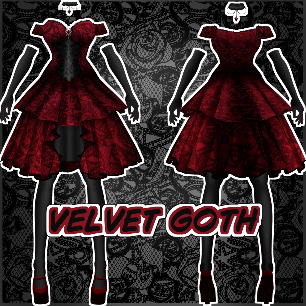 【VRoid】 Velvet Goth Gothic Vroid Outfit