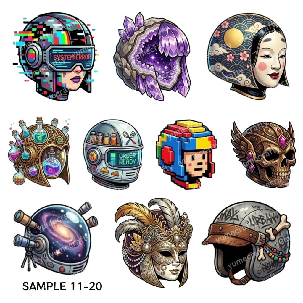 【背景透過PNG】ふしぎなヘルメットコレクション - Curious Helmet Collection - 30枚セット