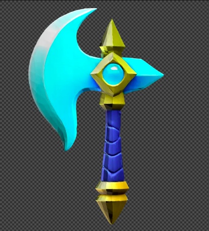 【3Dモデル 武器】水の斧 /氷/ ファンタジー / ゲーム素材