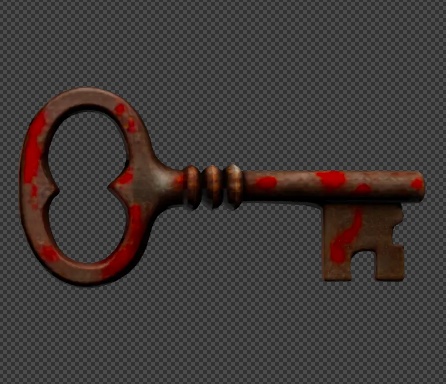 【3Dモデル】血のついた鍵と古い鍵 5点セット / ホラーゲーム素材