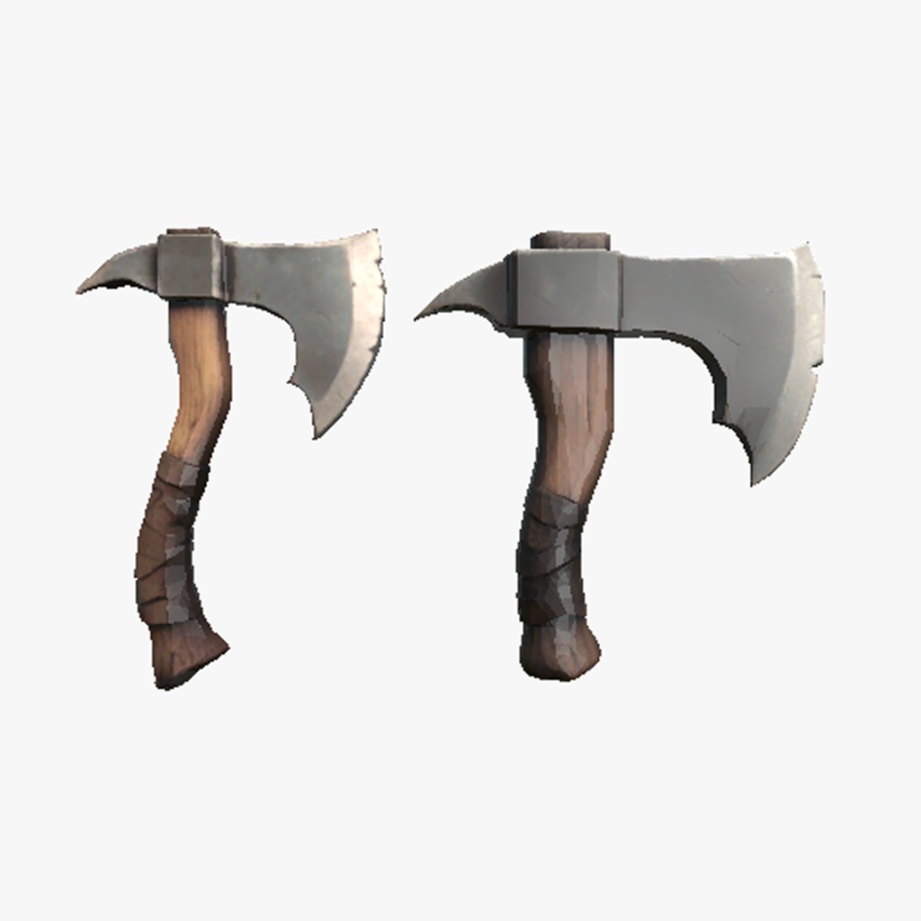 【3Dモデル 武器】古い斧 2点セット / ファンタジー / ホラー / ゲーム素材